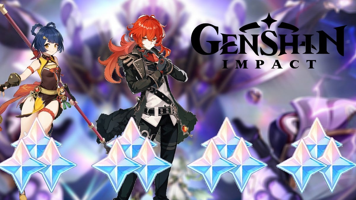 Diluc, Xiangling, and Primogems in Genshin Impact